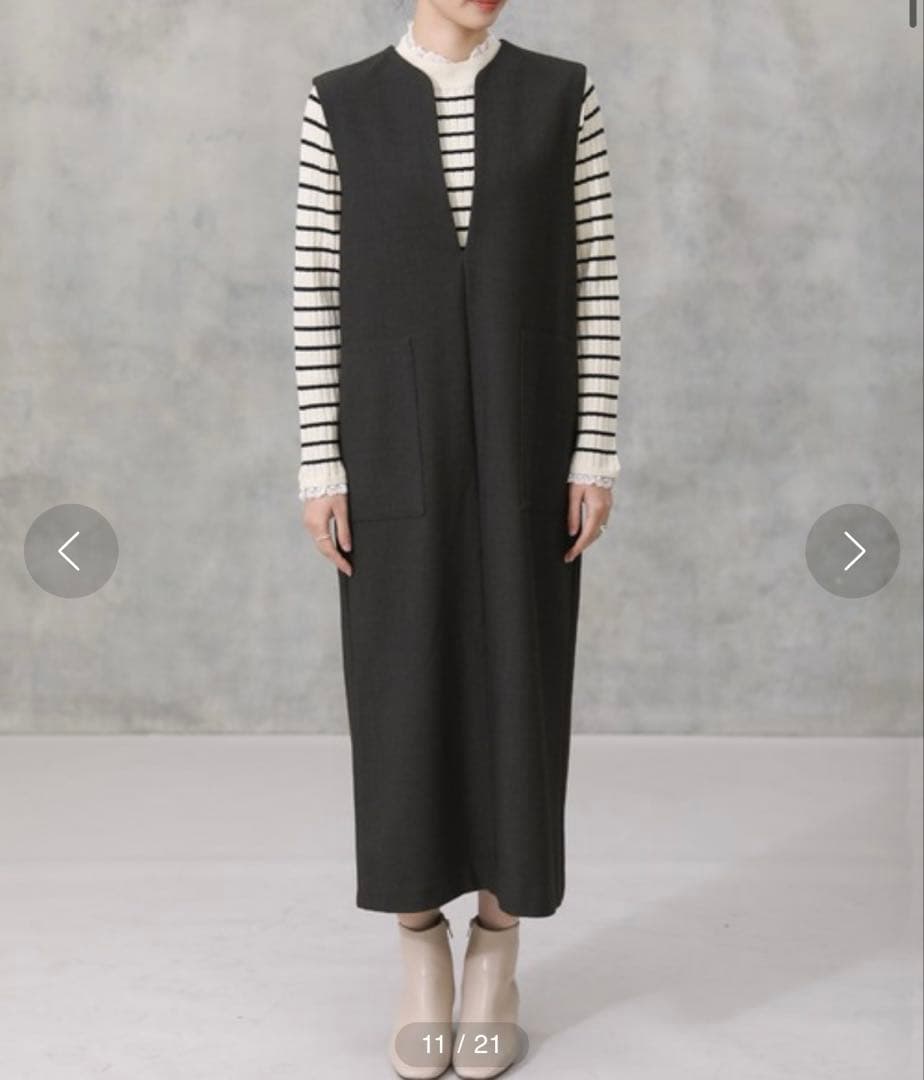CLOCHE キーネックジャンパースカート