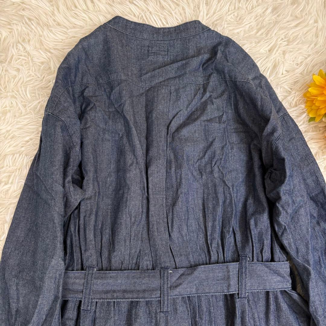 Lee デニム　シャツワンピース　ロング　ベルト　バンドカラー　ギャザー