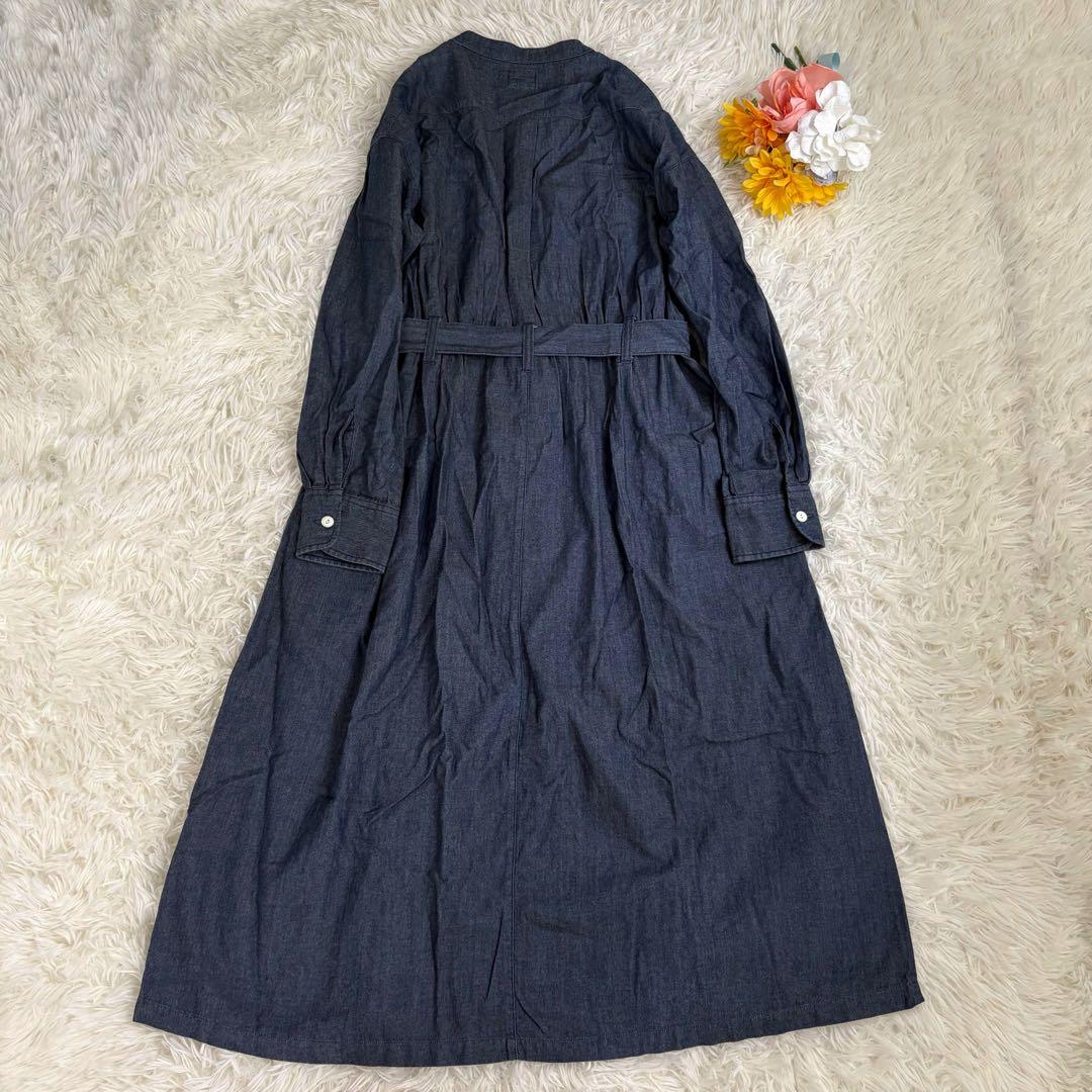 Lee デニム　シャツワンピース　ロング　ベルト　バンドカラー　ギャザー