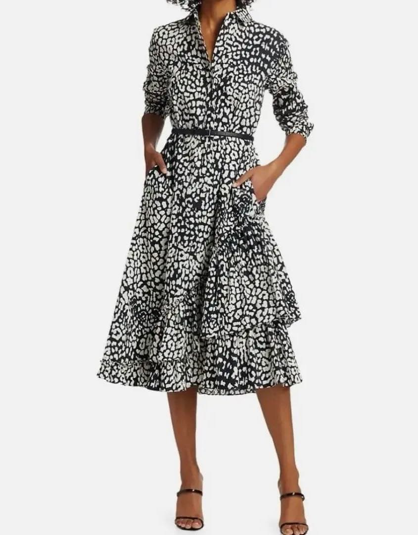 【訳あり】 美品 近年 MaxMara ティアードワンピース 白タグ 42 XL