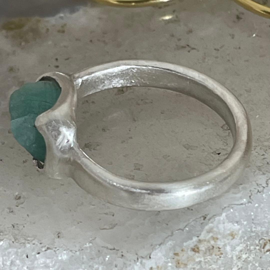 ハンドメイド　シルバー925 シルバーリング パライバトルマリン原石