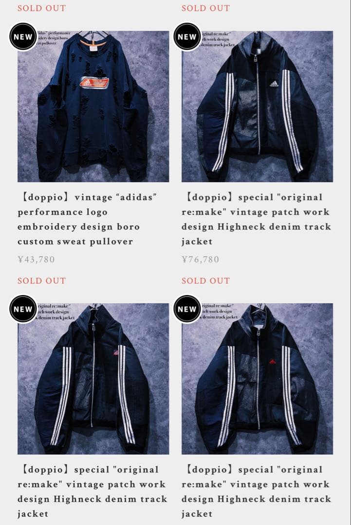 adidasデニムパッチワークトラックジャケット黒