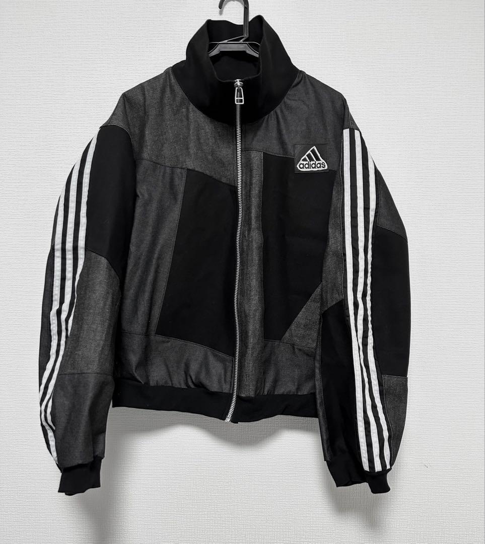 adidasデニムパッチワークトラックジャケット黒