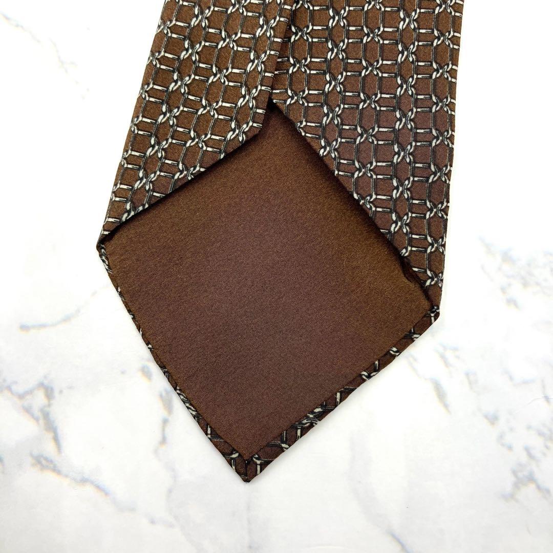 ◆美品◆HERMES エルメス ネクタイ 茶色 格子柄 ヴィンテージ