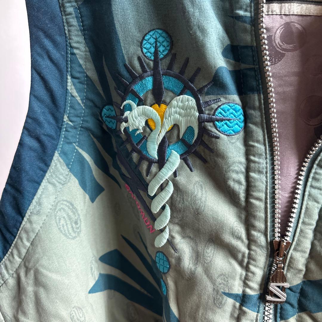 Nais SALOMON 刺繍リバーシブルベストスカジャンビンテージ レア