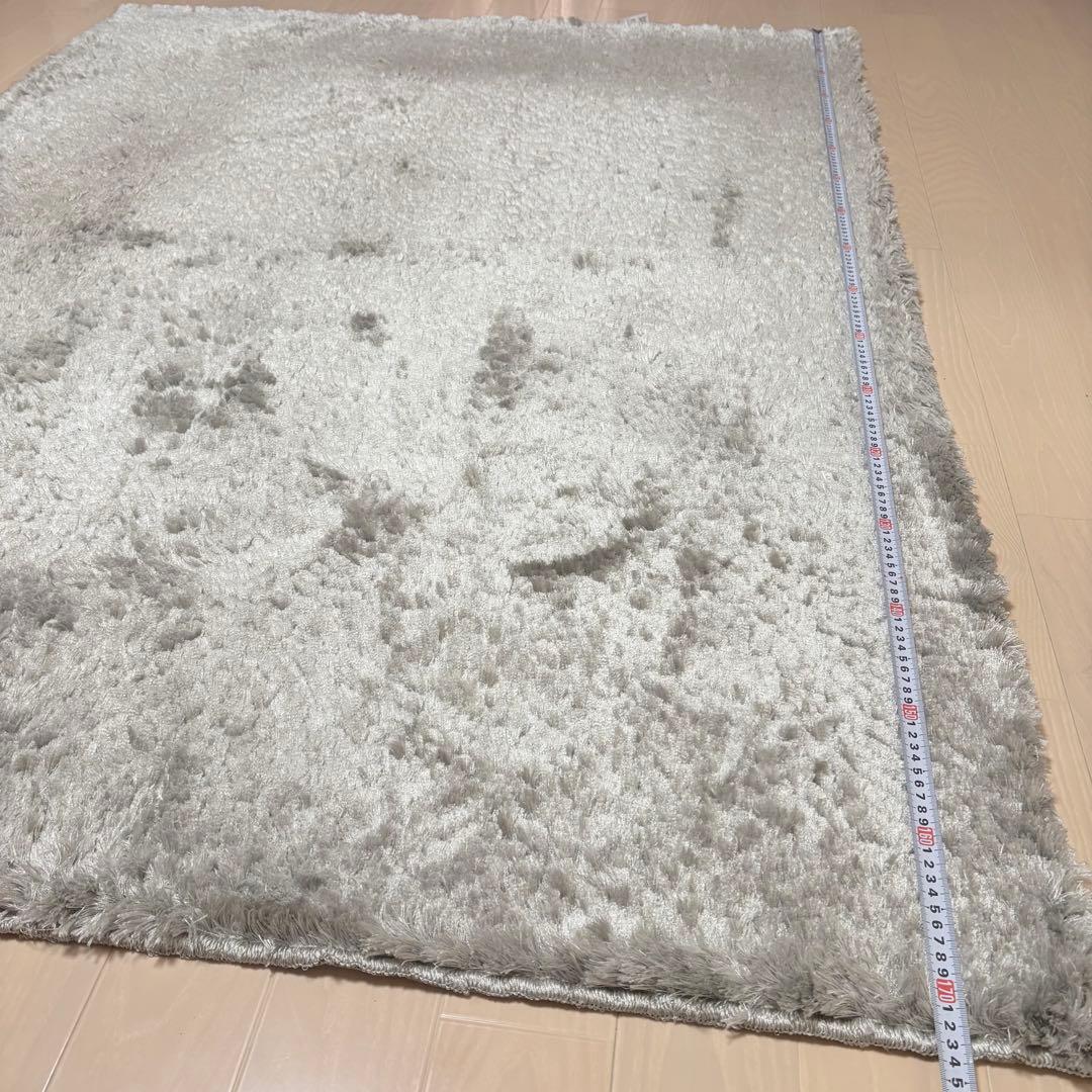 日本製 シャギーラグカーペット 174×132 ライトグレー 住江織物株式会社