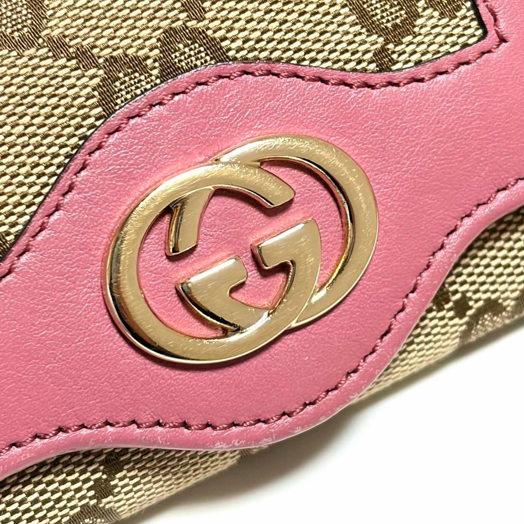 GUCCI キーケース GGキャンバス レザー ピンク 6連フック 箱付き