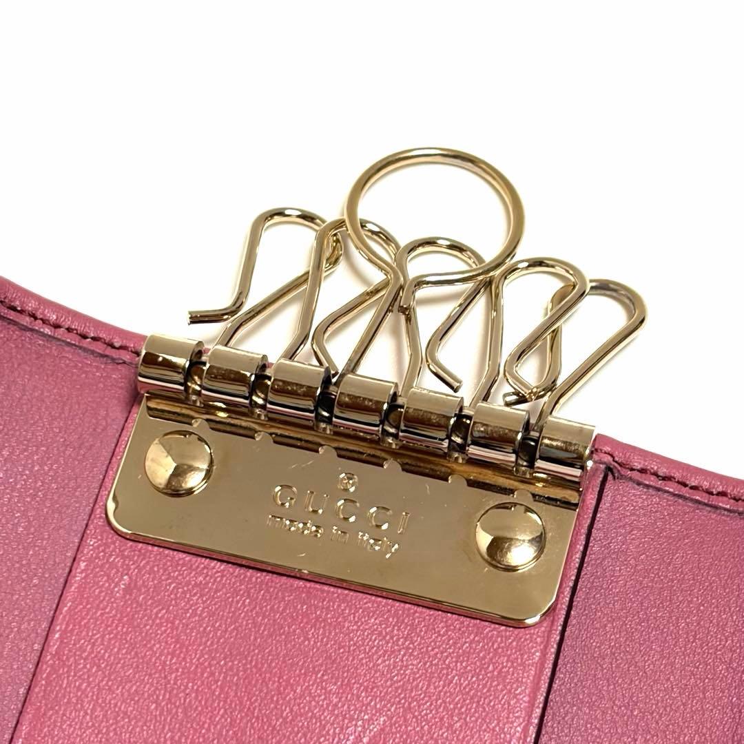 GUCCI キーケース GGキャンバス レザー ピンク 6連フック 箱付き