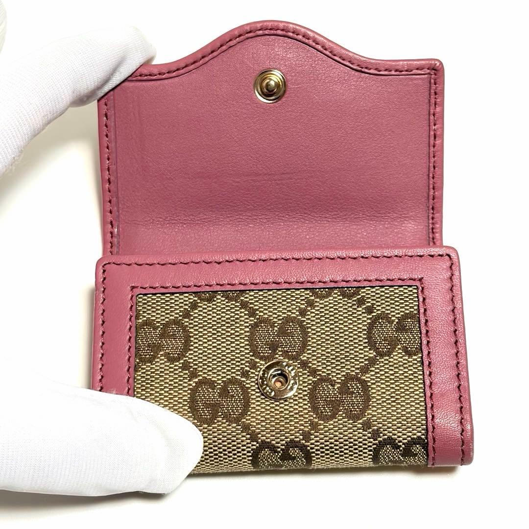 GUCCI キーケース GGキャンバス レザー ピンク 6連フック 箱付き