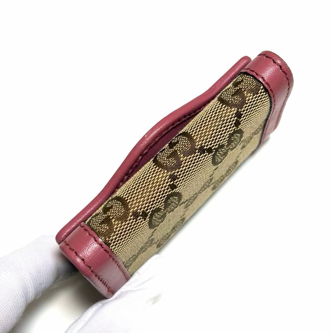 GUCCI キーケース GGキャンバス レザー ピンク 6連フック 箱付き