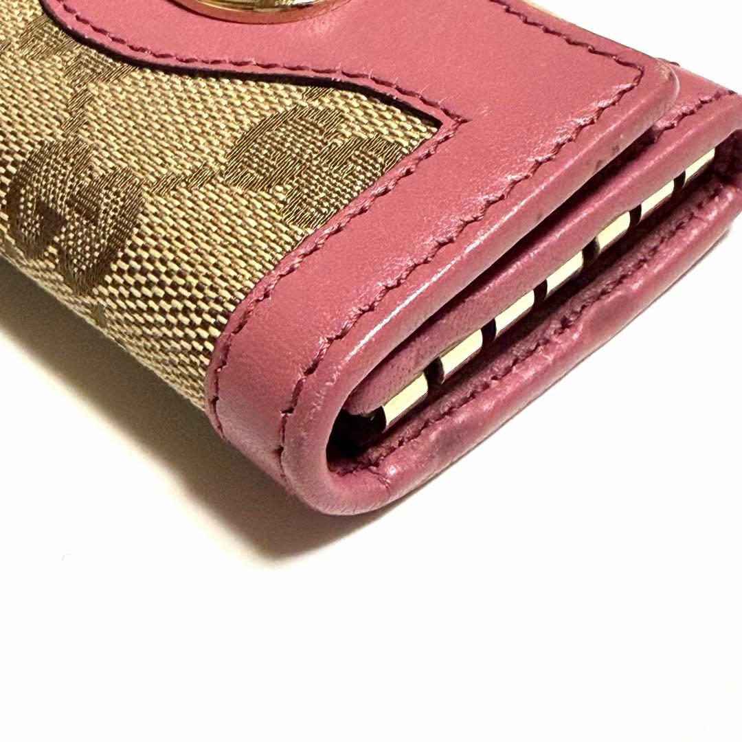 GUCCI キーケース GGキャンバス レザー ピンク 6連フック 箱付き