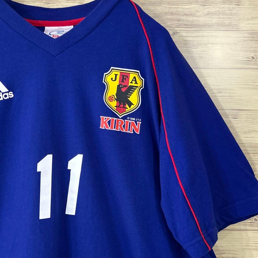 【レア00s_非売品】アディダス×サッカー日本代表 ×KIRIN 青色　L古着