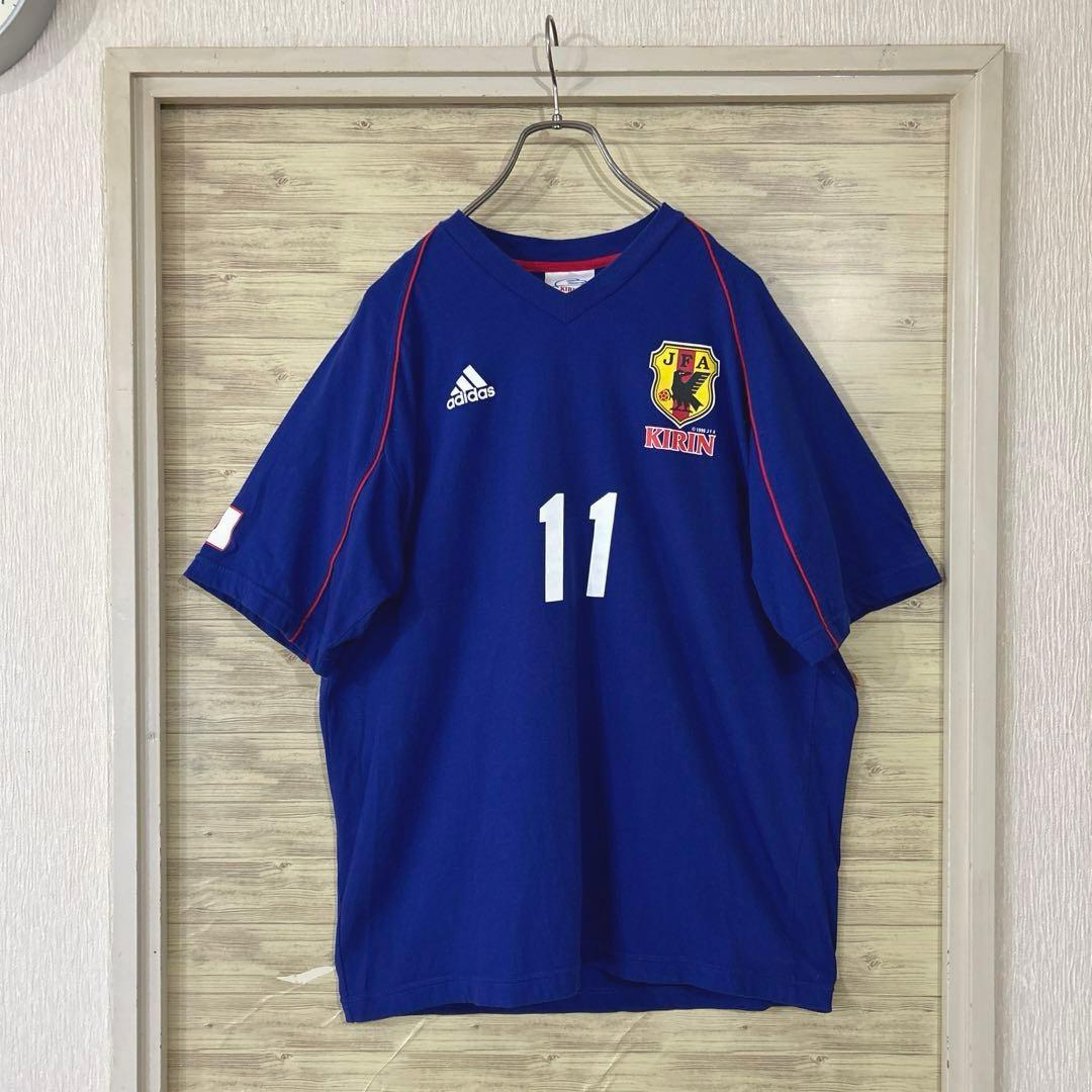 【レア00s_非売品】アディダス×サッカー日本代表 ×KIRIN 青色　L古着