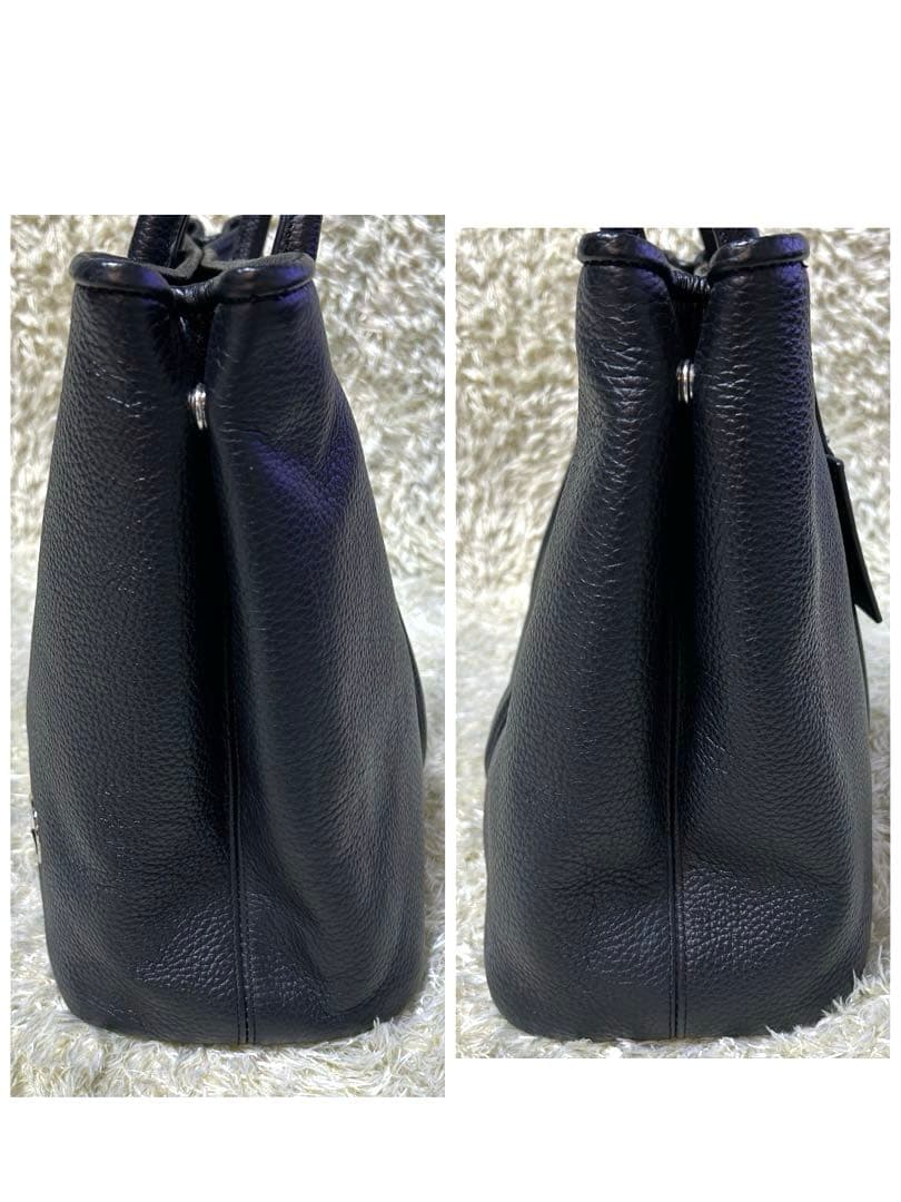 【限定品 ベンツコラボ】バーニーズニューヨーク　トートバッグ　本革　シボ　黒