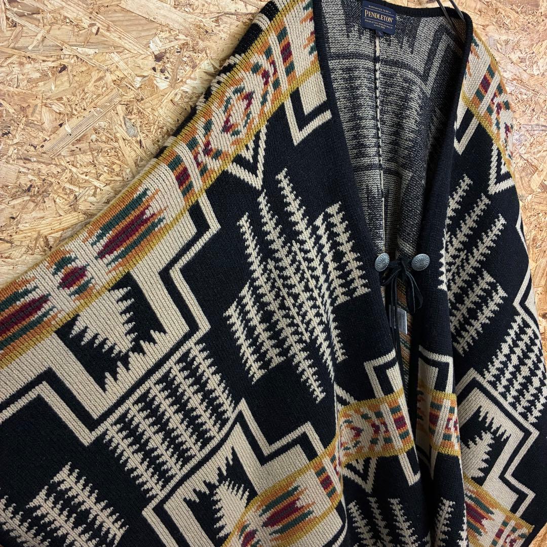 ★PENDLETON★ウールポンチョ★ケープ★キャンプ★アウトドア★L★総柄★