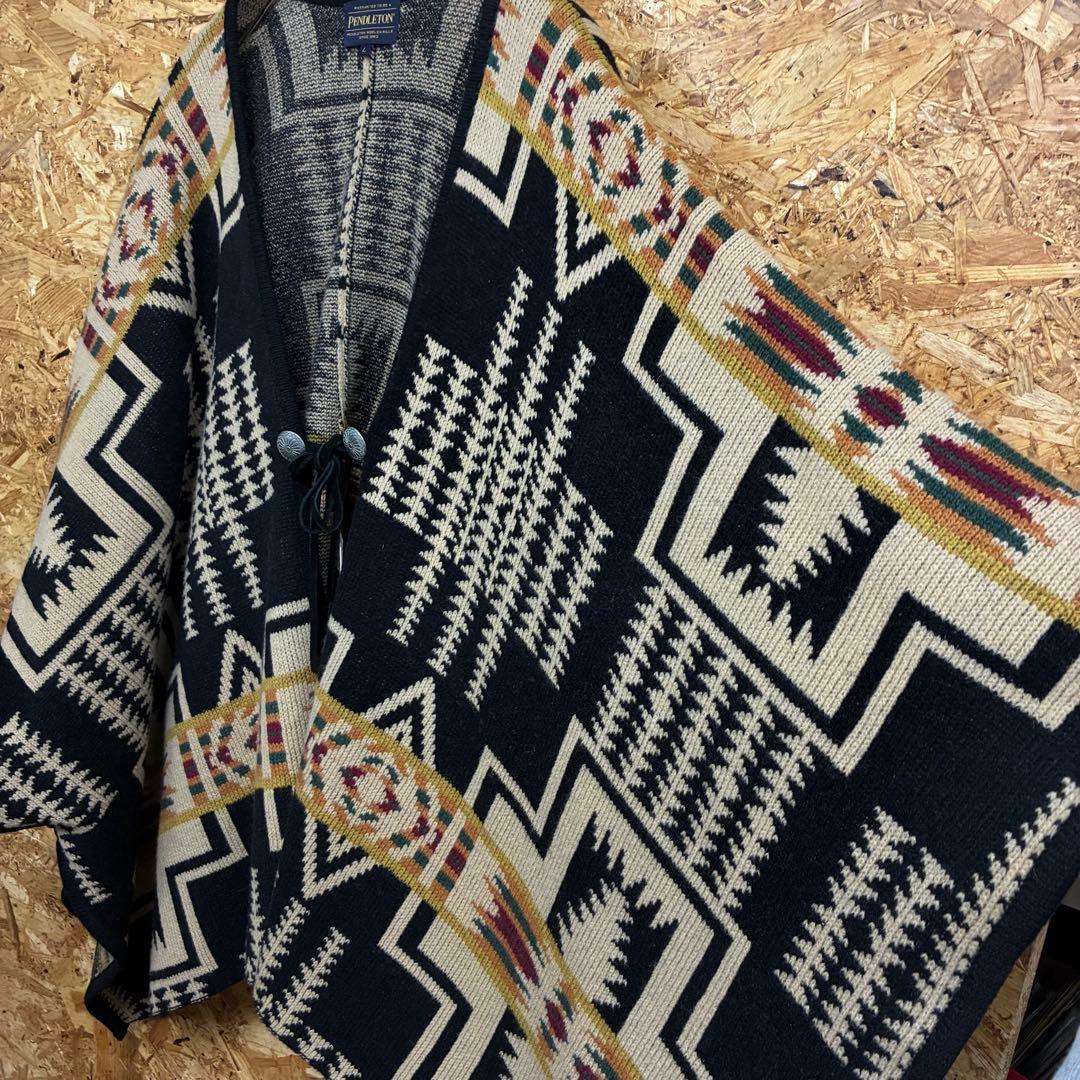 ★PENDLETON★ウールポンチョ★ケープ★キャンプ★アウトドア★L★総柄★
