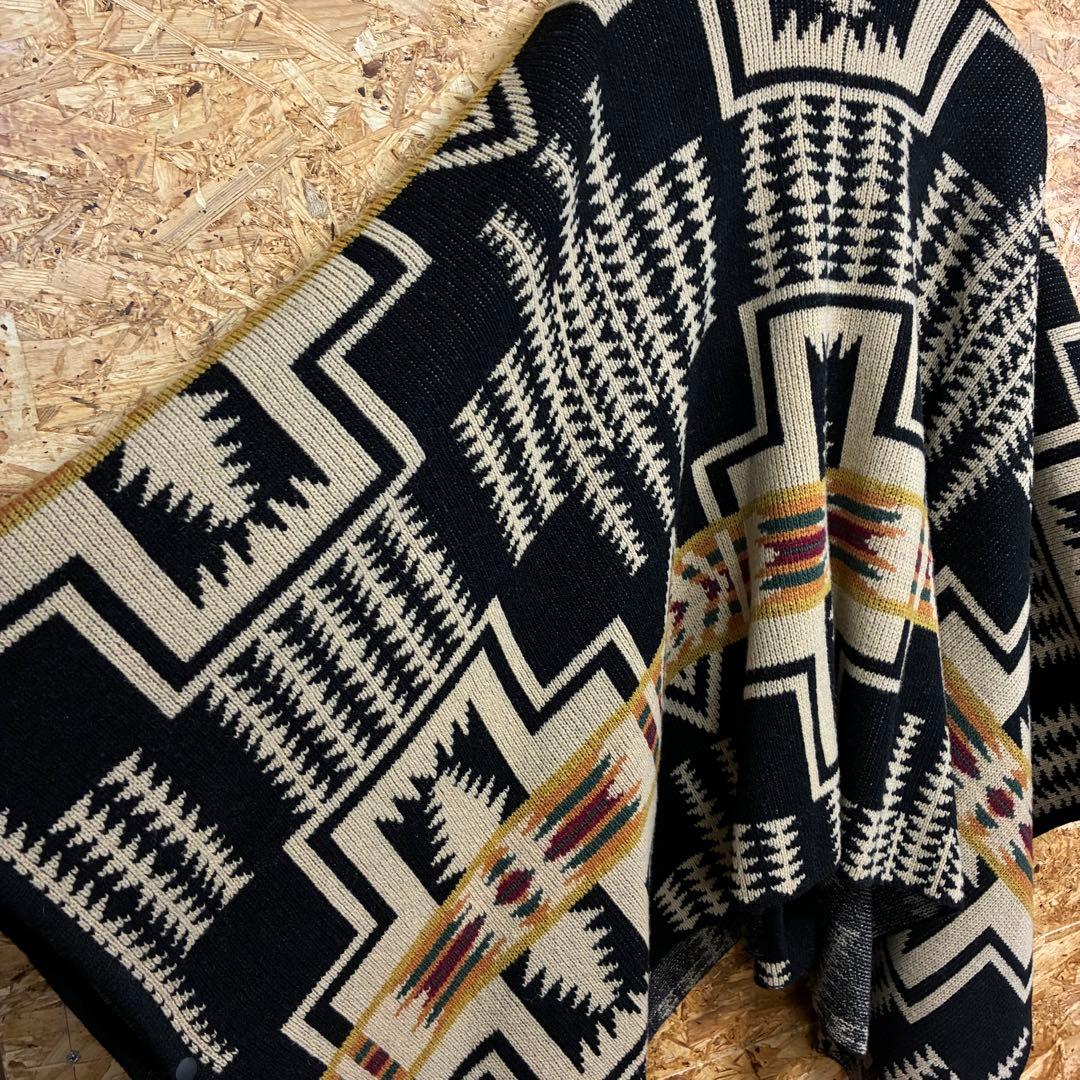 ★PENDLETON★ウールポンチョ★ケープ★キャンプ★アウトドア★L★総柄★
