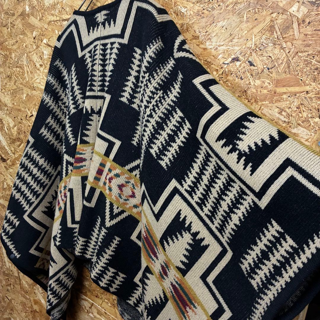 ★PENDLETON★ウールポンチョ★ケープ★キャンプ★アウトドア★L★総柄★