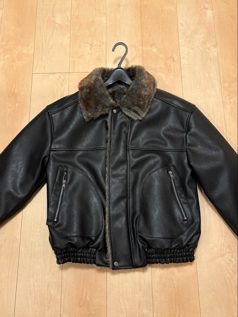 camphor woodブラックレザー・ファー 2wayジャケット