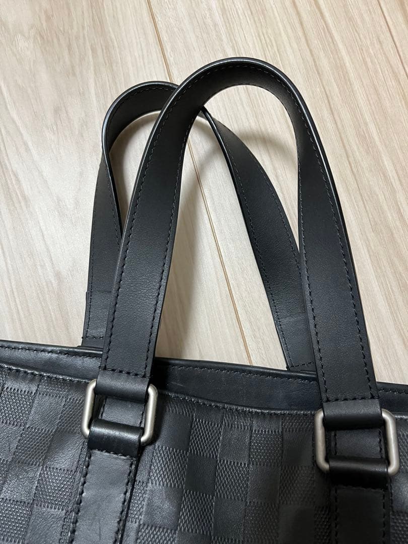 ブラック レザー チェック柄 トートバッグ
