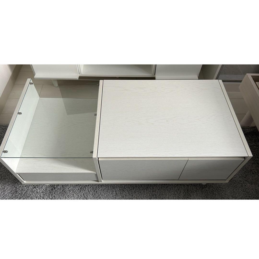 LOWYA 可動ミラー付き ローテーブル／ドレッサー兼用／収納付き／美品