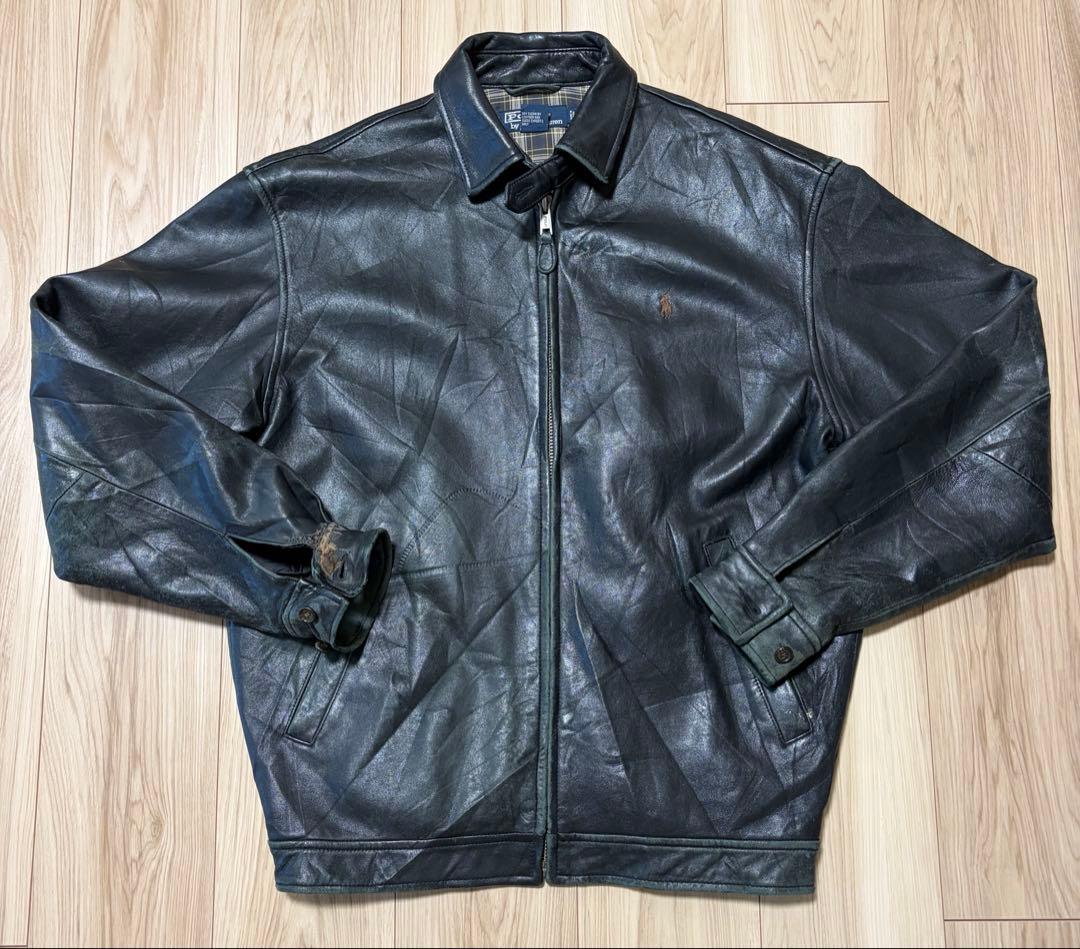 l*n様 90s ラルフローレン レザージャケット ブラック スイングトップ S