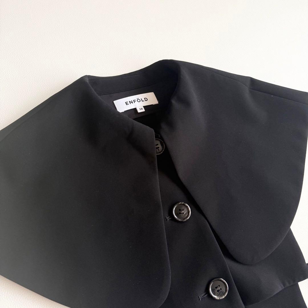 美品 【エンフォルド】COLLAR PARTS カラーパーツ つけ襟 ジレ 黒