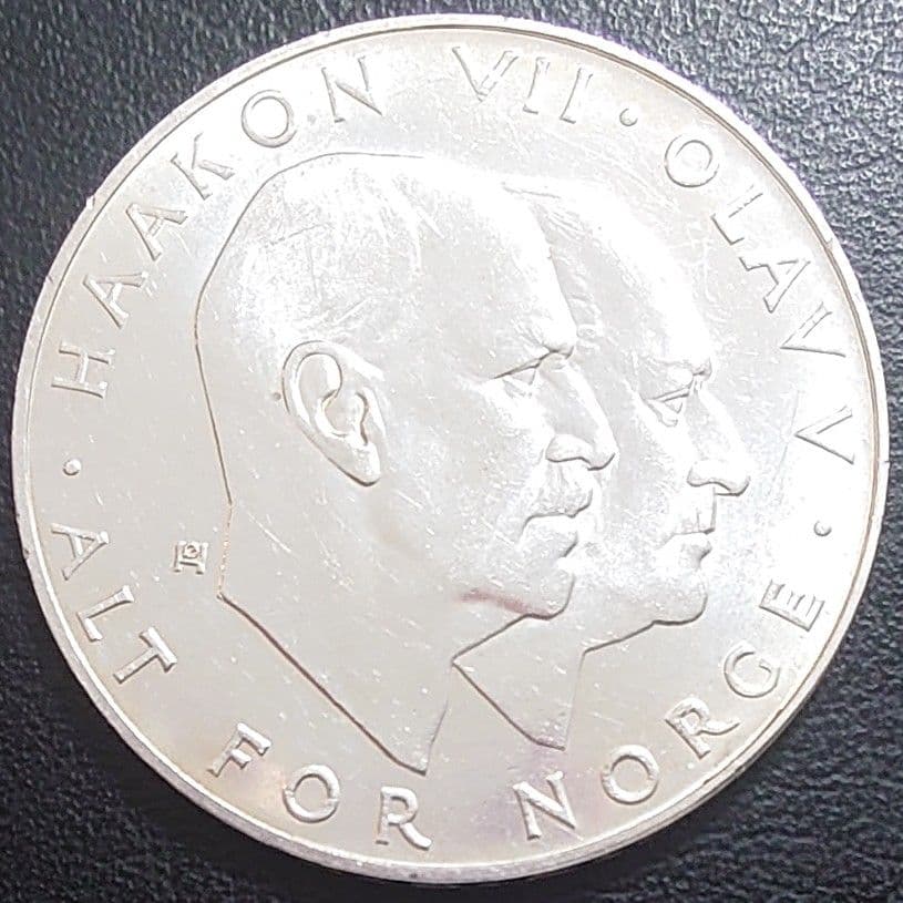 1970年 ノルウェー銀貨 25クローネ 開放25周年記念銀貨SV875大型銀貨