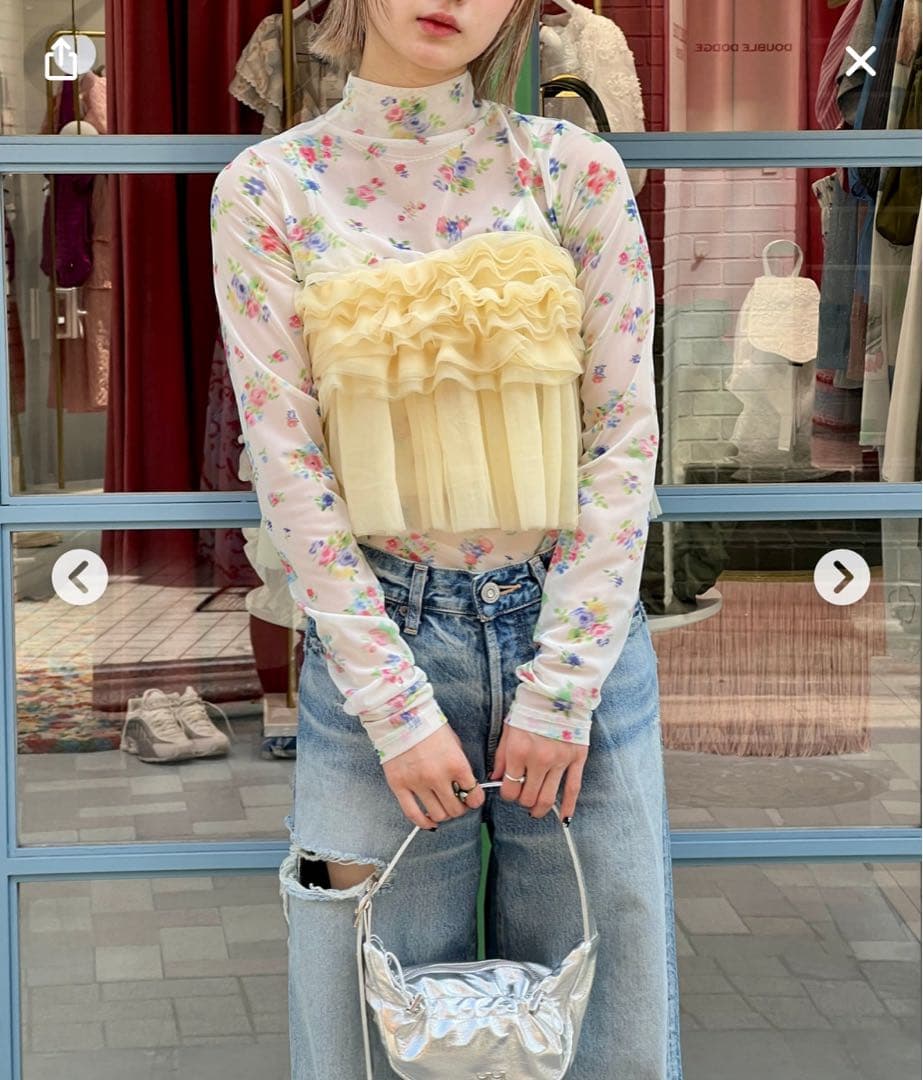 POPPYフリルチュールビスチェ イエロー｜試着のみ 美品 完売品 あさぎーにょ