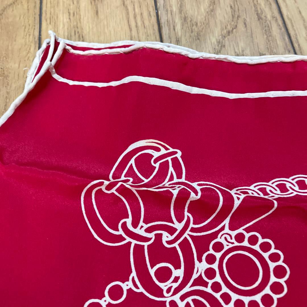 希少　美品 CHANEL シャネル チェーン柄 シルクスカーフ 83×83cm
