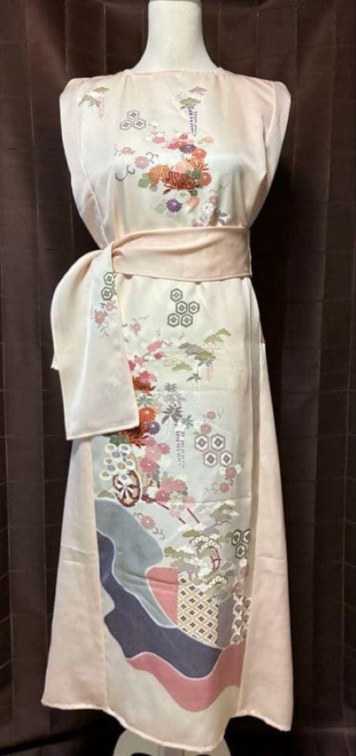 u*f様 着物　仮絵羽　リメイク　ロングワンピース　ボレロ　セット
