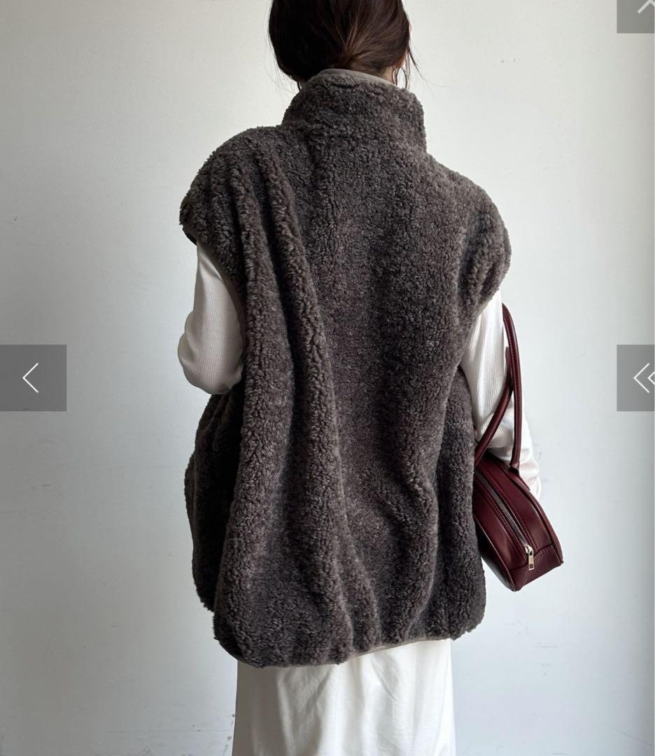 タグ付き新品　DOUDOU 【WEB限定】ツイル×ボアリバーシブルベスト