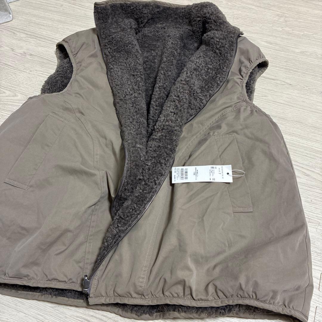 タグ付き新品　DOUDOU 【WEB限定】ツイル×ボアリバーシブルベスト