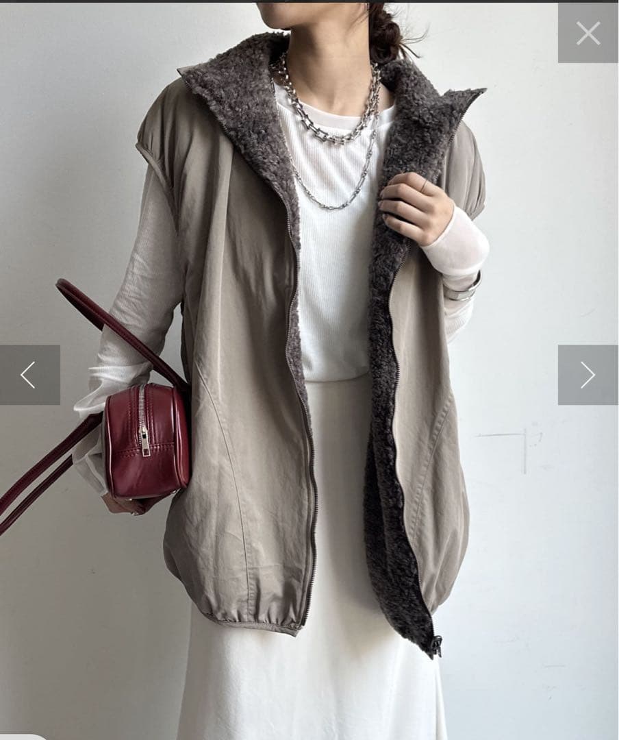 タグ付き新品　DOUDOU 【WEB限定】ツイル×ボアリバーシブルベスト