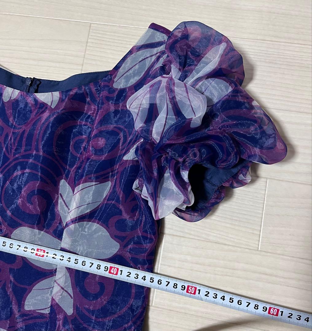 極美品フラダンス用ドレス 紫とブルーの豪華オーガンジードレス