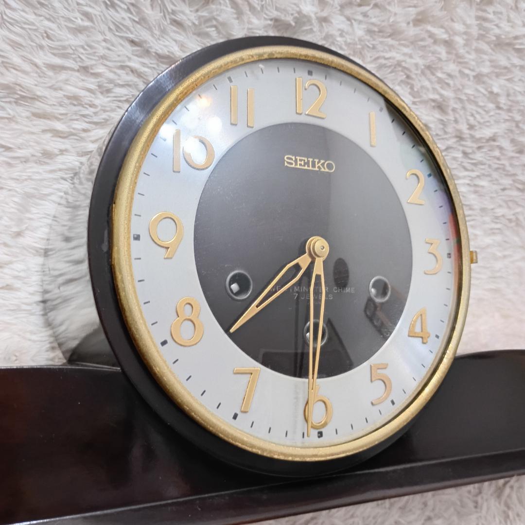 SEIKO ウエストミンスター 手巻き 時報 モダン置時計 ゼンマイ巻き道具付き
