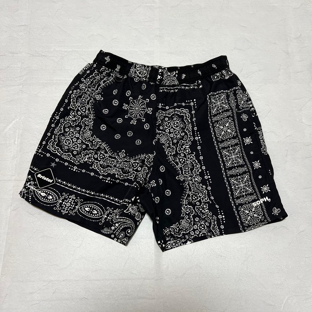 希少美品 F.C.R.B. SHORTS S ブラック バンダナショーツ