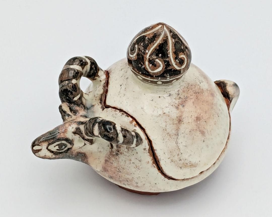 た*こ様 ★未使用美品 羊型香合【陶芸家 二木好文 作品】35年程前の個展で購入