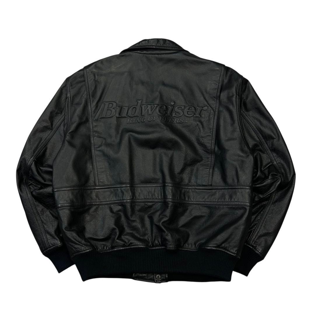 美品 90s Budweiser カウレザー/牛革 ボンバージャケット 短丈