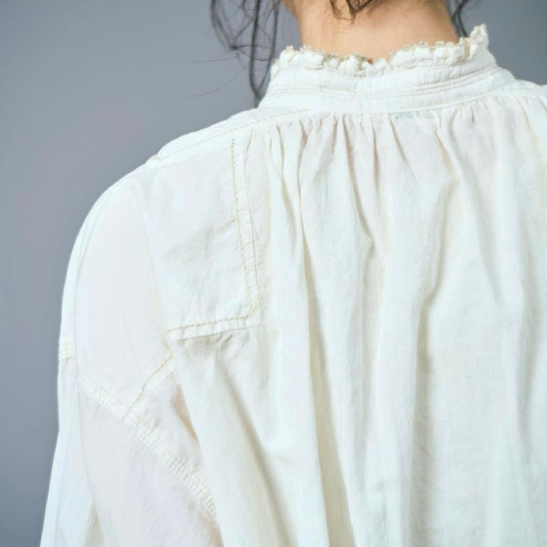 新品 tumugu ⿻ ふわふわコットンシャツ 刺繍レース ナチュラル フリル