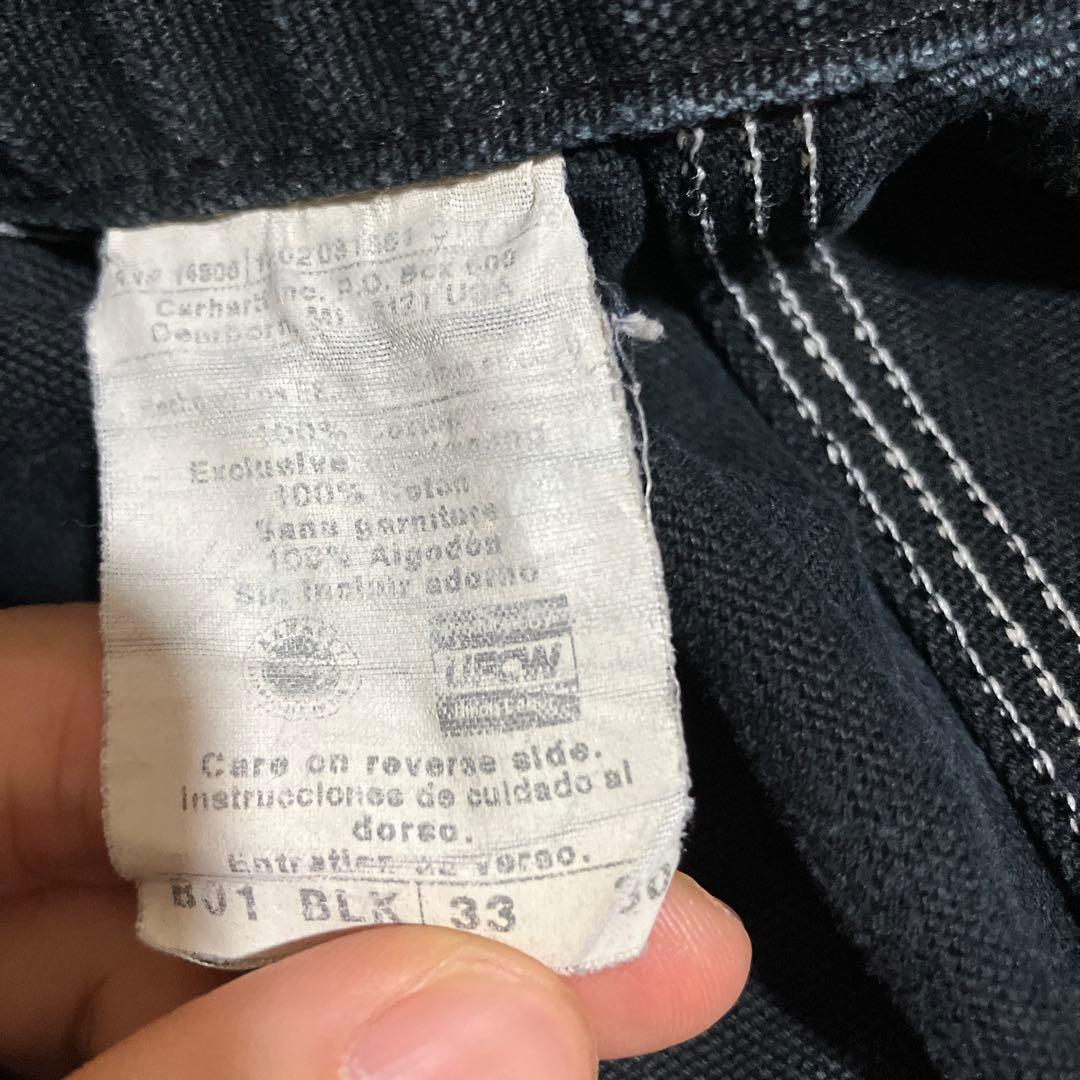 カーハート ダブルニー　ブラックフェード　made in USA ビンテージ