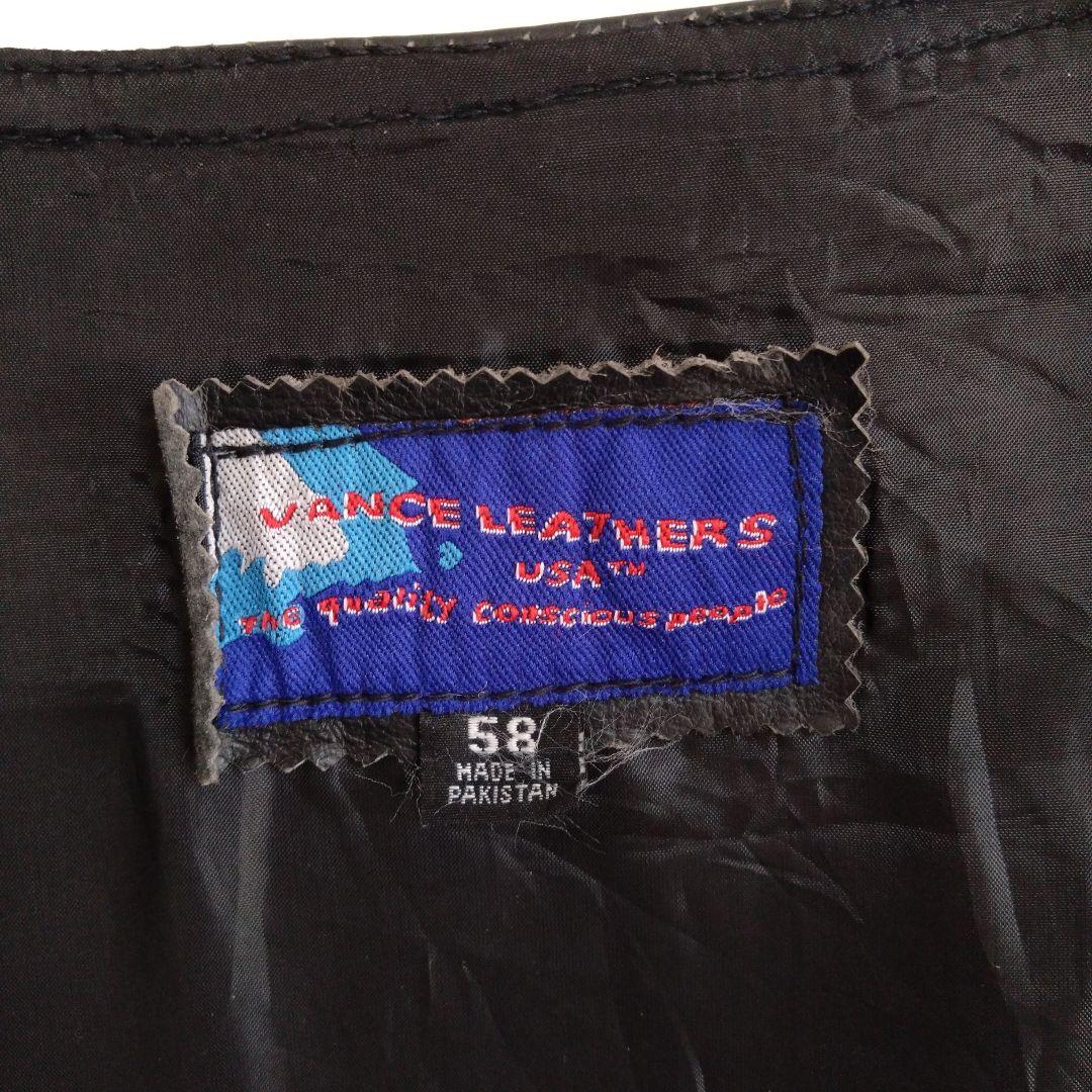 ★A577　VANCELEA7HERS　厚手レザーベスト　4XL　皮黒　US古着
