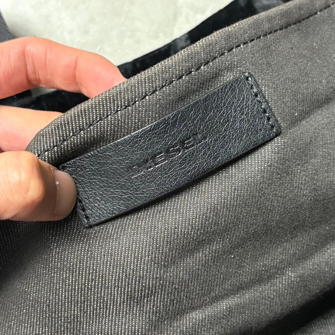 DIESEL ディーゼル ロゴ ベロア トートバッグ ブラック 美品