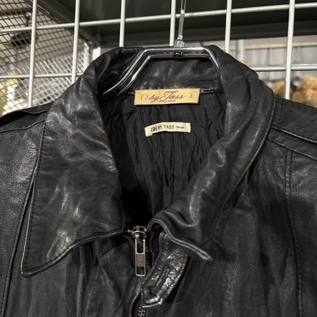ダークウェア　シングルライダース　シワ加工　短丈　ポケット　ショート丈　黒