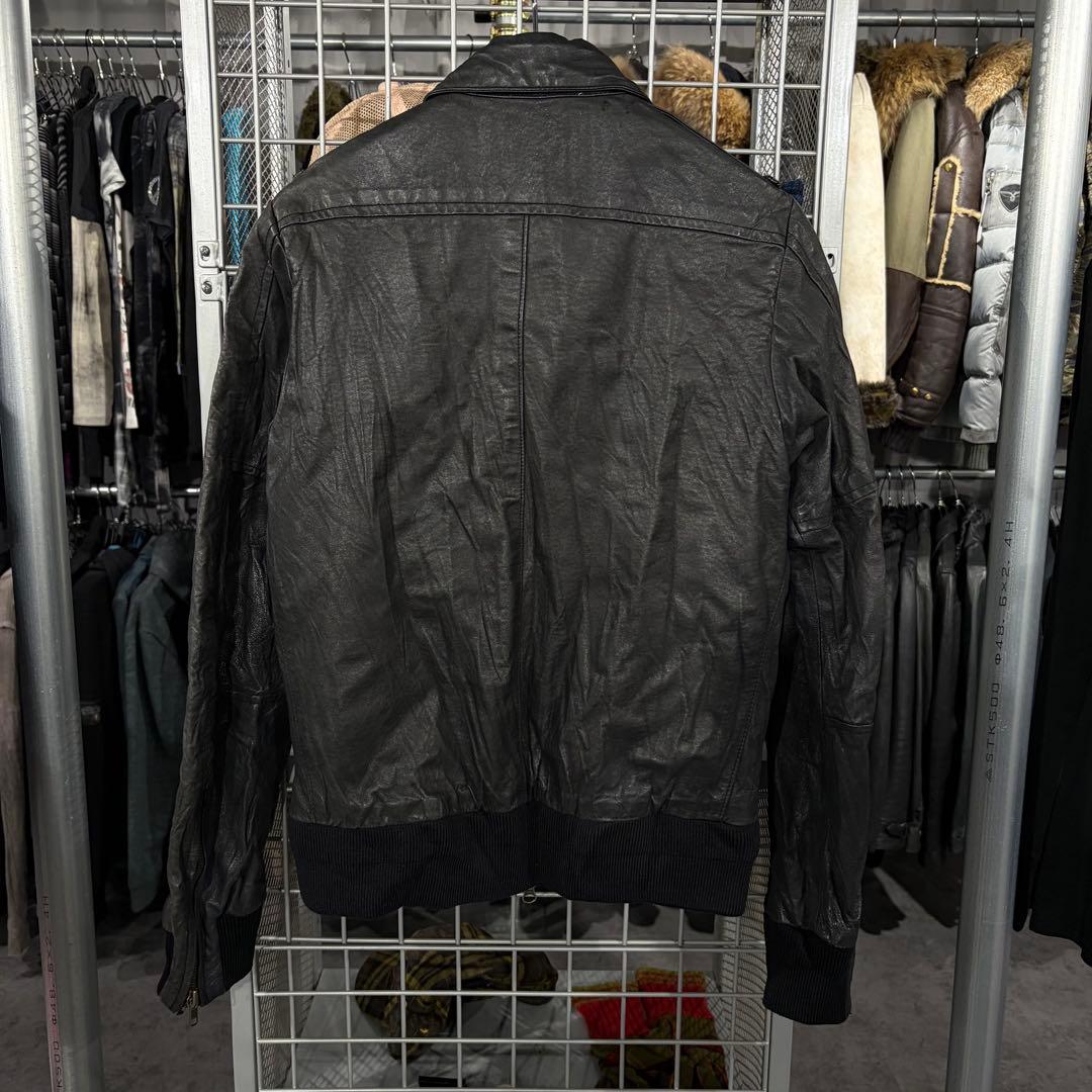 ダークウェア　シングルライダース　シワ加工　短丈　ポケット　ショート丈　黒