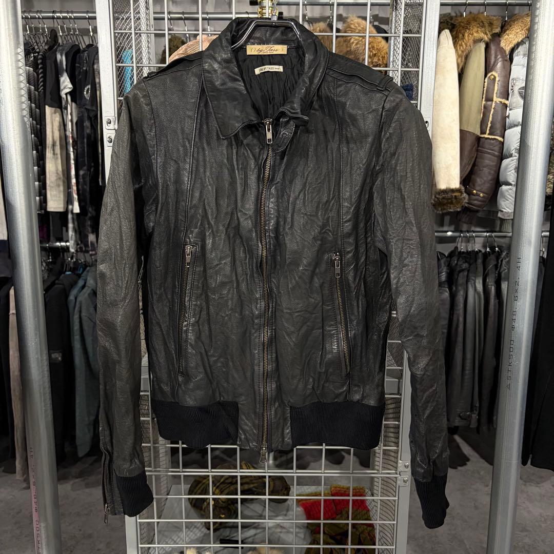ダークウェア　シングルライダース　シワ加工　短丈　ポケット　ショート丈　黒