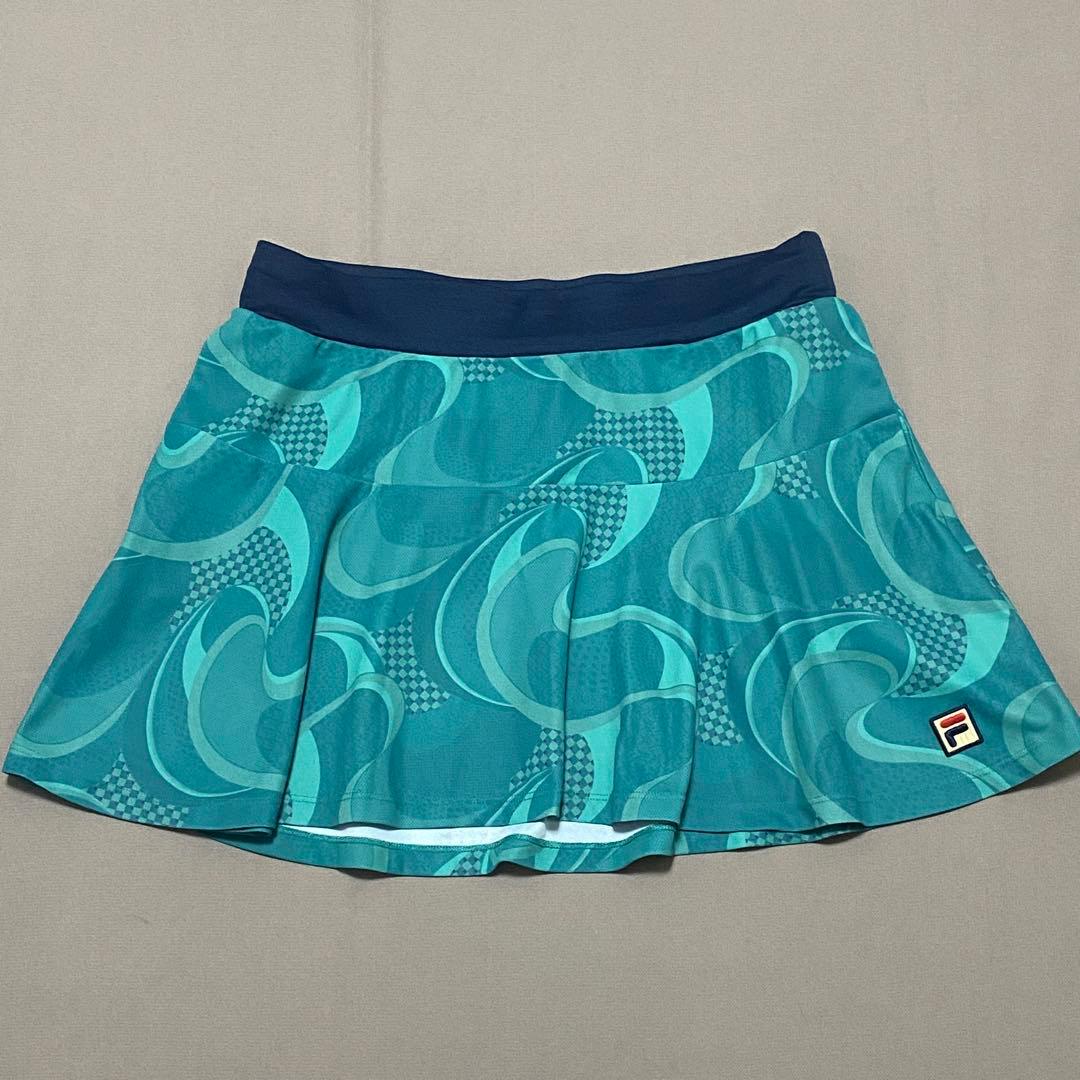 フィラFILA 総柄シャツ&フレアスコート上下セットアップ XL テニスウェア