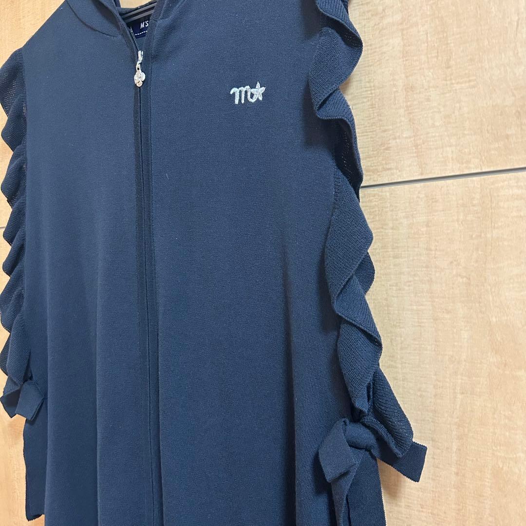 美品　M'SGRACY フード付きフリルリボンロングベストジレ