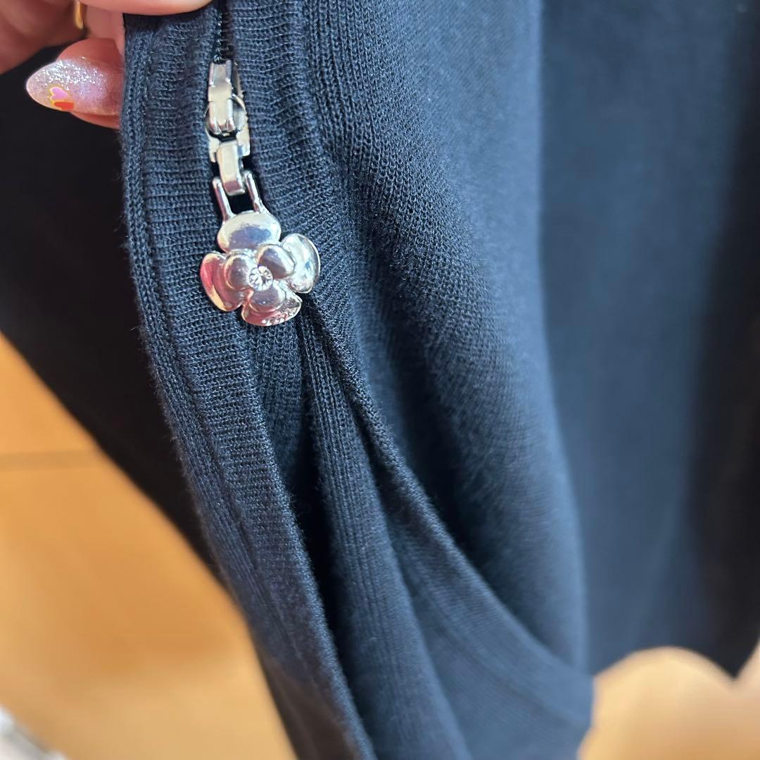 美品　M'SGRACY フード付きフリルリボンロングベストジレ