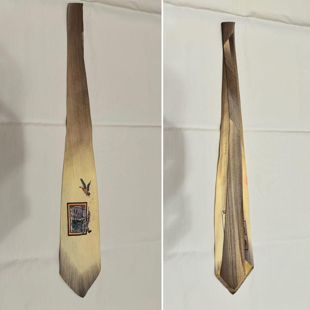 ネクタイnecktieハンドペイント50s紳士服スーツ古着ビンテージブランド鳥